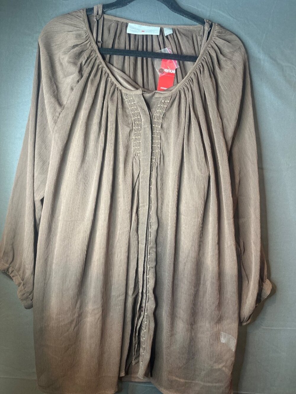 Womens 26/28 Brown Boho Peasant Tunic Top Y2K Lagenlook Cottagecore NWT Grandma